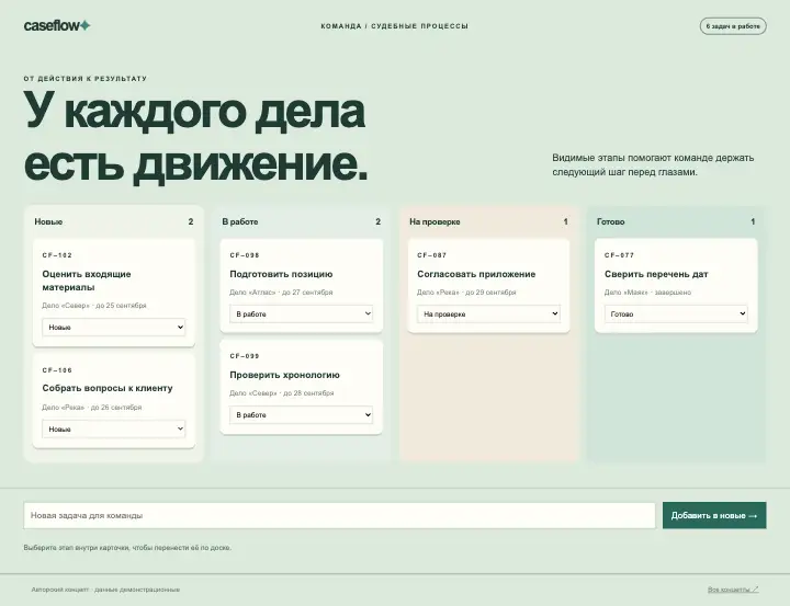 Caseflow — страница целиком