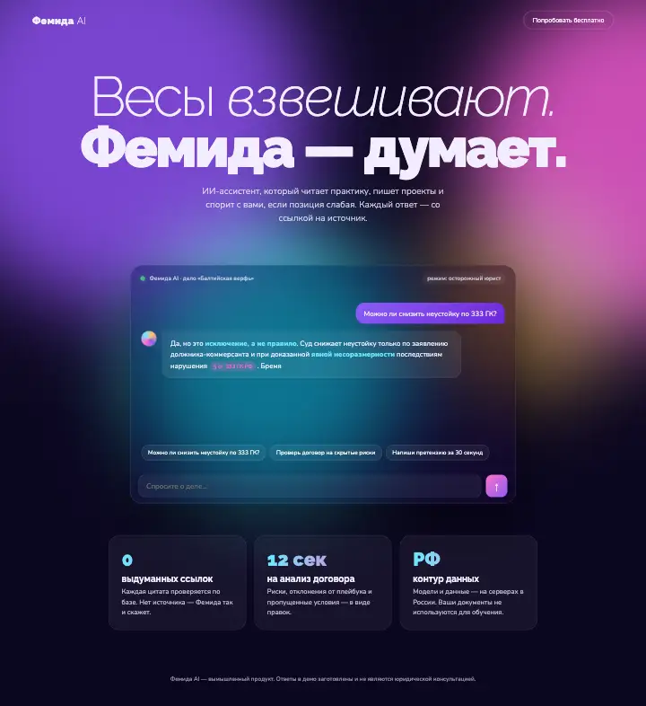 Фемида AI — страница целиком