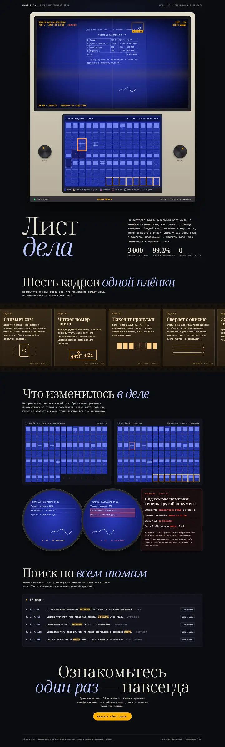 Лист дела — страница целиком