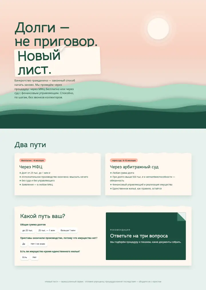 Новый лист — страница целиком
