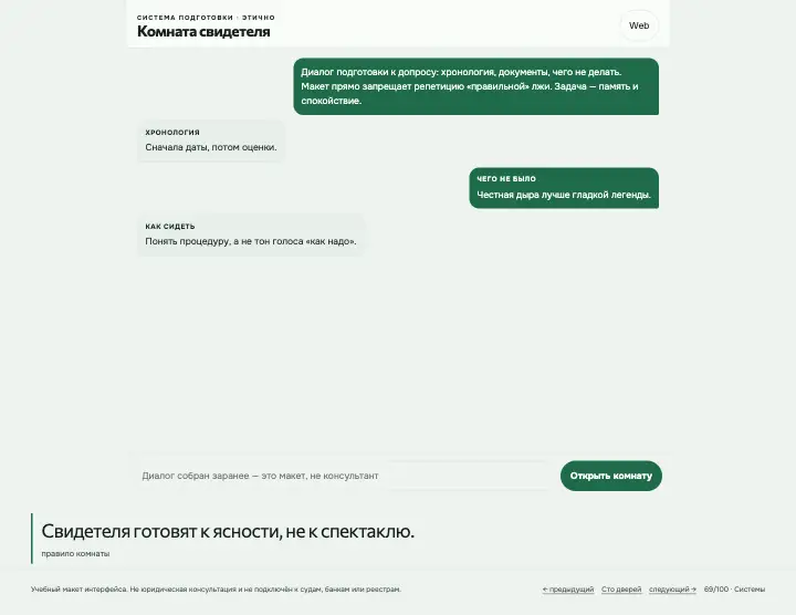 Комната свидетеля — страница целиком
