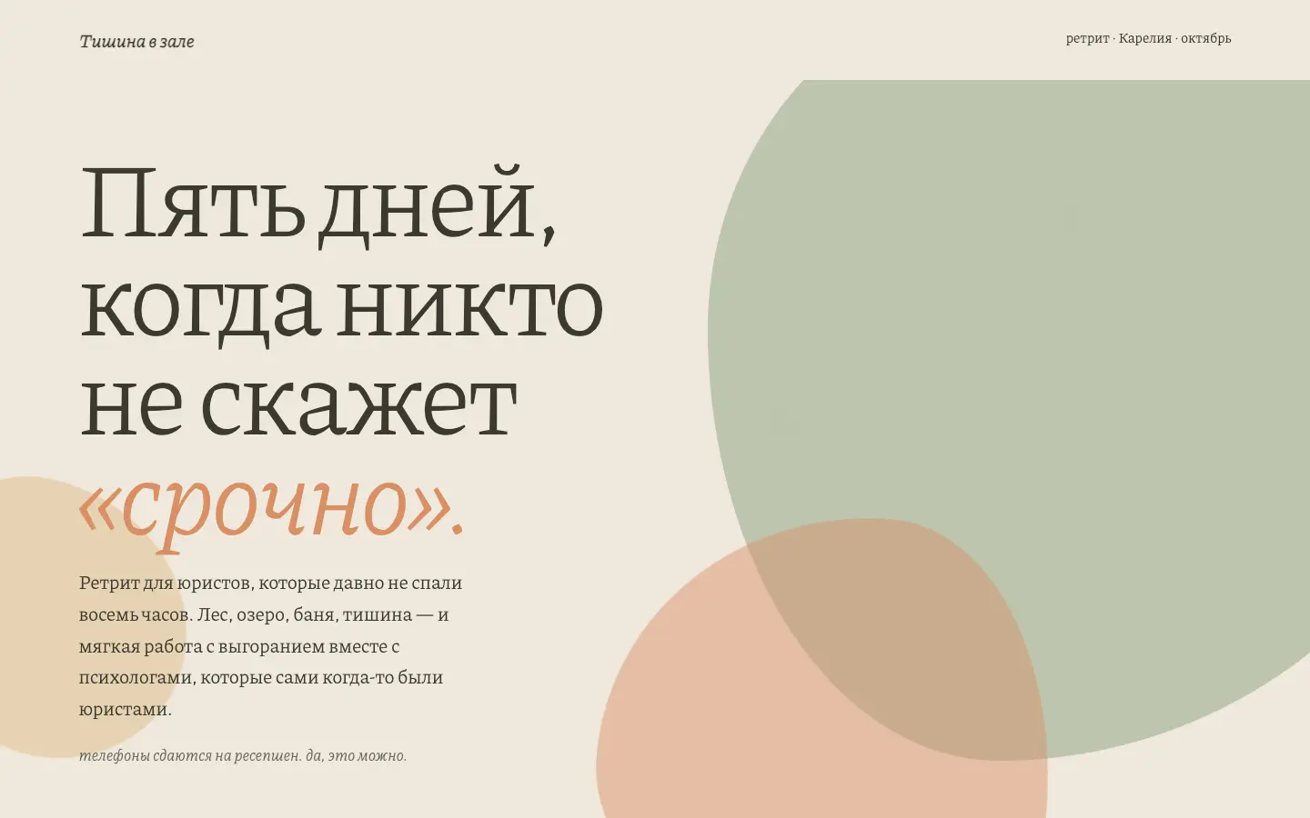 Тишина в зале — первый экран концепта
